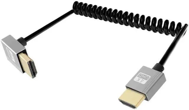 Main image of 4K Up Angle HDMI Coiled Cable 2.2FT, 270 Degree Short HDMI to HDMI Spring Spiral HDMI 2.0 Cord, 18Gbps 4K@120Hz Support for Camera, TV, Capture Cards, Tablet Media Display Connection