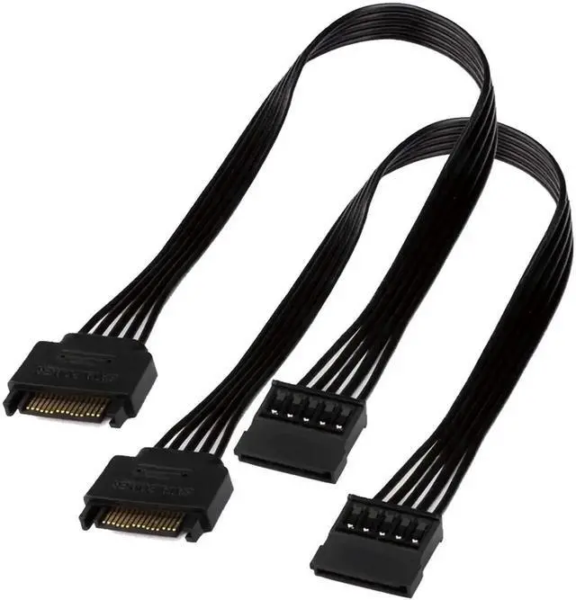 Main image of 15 Pin SATA Power Extension Cable, SATA Male to Female Power Extender Adapter Cord 24 Inches for HDD SSD Hard Drive Disk, Desktop PC Storage Upgrade (2 Pack)