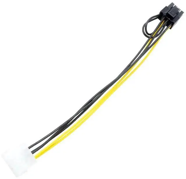 Alt view image 2 of 6 - 2 Packs 4 Pin Molex to 8 Pin (6+2Pin) GPU Power Supply Cable 8.6 Inch 22cm, Molex 4P to PCIe 8Pin Graphics Card Power Adapter Cord for Desktop Gaming Video Card Upgrade