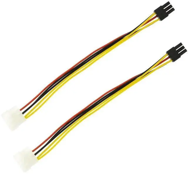 Alt view image 6 of 6 - 2 Pack 4 Pin Molex to 6 Pin GPU Power Supply Cable 8.6 Inch 22cm, Molex 4P to PCIe 6Pin Graphics Card Power Adapter Cord for Desktop Gaming Video Card PC Hardware Upgrade