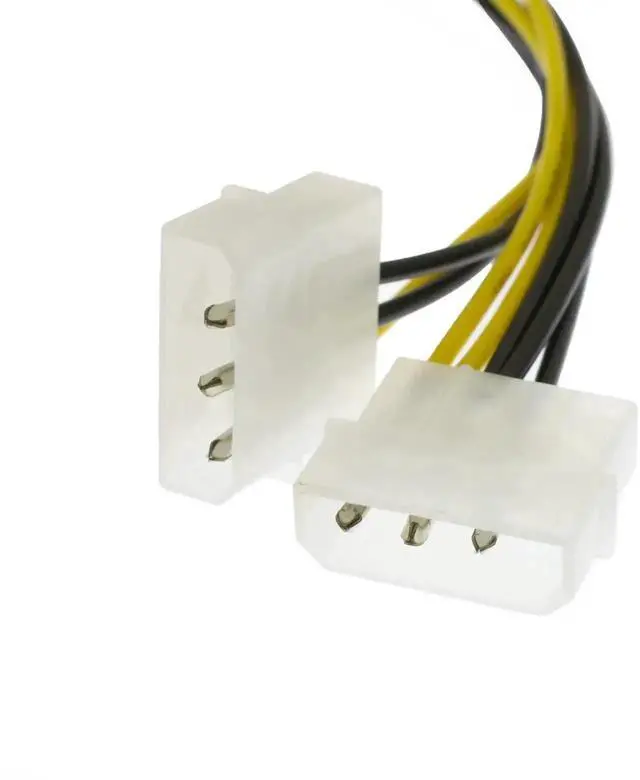 Alt view image 2 of 6 - Dual 4 Pin Molex to ATX 8 Pin GPU Power Supply Cable 8.6 Inch 22cm, Two Molex 4P to PCIe 8Pin Graphics Card Power Adapter Cord for Desktop Gaming Video Card PC Hardware Upgrade