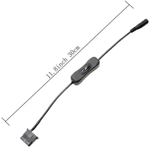 Alt view image 2 of 6 - DC Power Plug to Molex 4-Pin PC Fan Power Adapter Cable with On/Off Switch 11.8 Inch, DC Jack to 4Pin Molex Fan Power Cord for Computer Cooling Fan DIY Chassis Cooling Modification