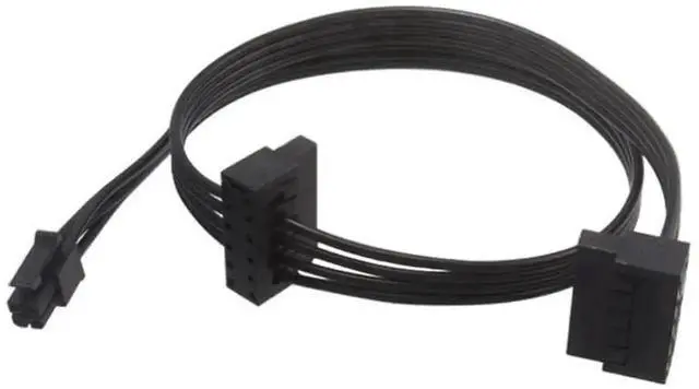 Main image of ATX Mini 4 Pin to 2X Right-Angle SATA Power Cable for Lenovo Motherboard, Mini 4P to Dual Right Angle SATA HDD Power Adapter Cord 18 Inch (46cm), Black Chassis Wiring Accessory