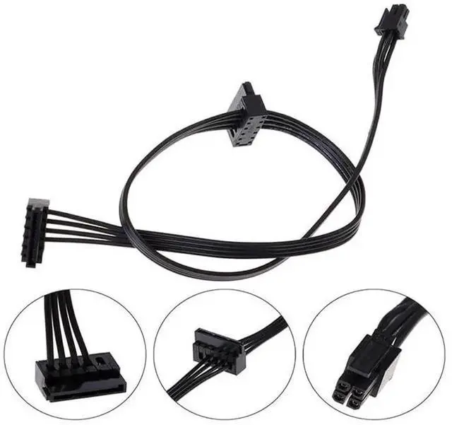 Alt view image 2 of 3 - ATX Mini 4 Pin to 2X Right-Angle SATA Power Cable for Lenovo Motherboard, Mini 4P to Dual Right Angle SATA HDD Power Adapter Cord 18 Inch (46cm), Black Chassis Wiring Accessory