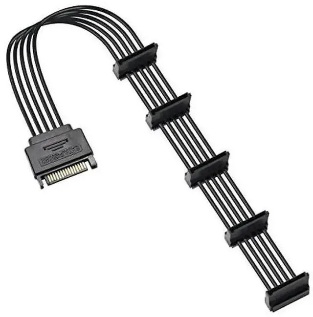 Main image of 15Pin SATA Male to 5 x 15Pin SATA Female Right Angle Power Splitter Cable 50CM, SATA Hard Drive Power Extension Adapter Cord, Right-Angle SATA Splitter for HDD SSD Storage Expansion