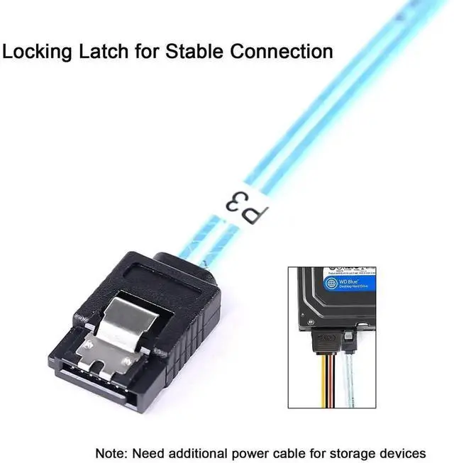 Alt view image 5 of 6 - 0.5M SATA III Cable 4Pcs/Set, Thin SATA 6Gbps HDD SSD Data Cable 1.6FT, SATA 3 Data Replacement Cord for Desktop PC, Server, Bitcoin Mining Rig, SSD, HDD, CD DVD Drives and RAID Storage System