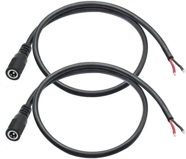 Main image of 12V DC Power Pigtail Cable 2Pcs, 18AWG 0.5M/1.65FT DC 5.5mm x 2.1mm Female Plug to Bare Open End Wire, DC 5521 Female Pigtail Power Cord for DC Power Supply Repair, DIY Electronic Wiring Projects