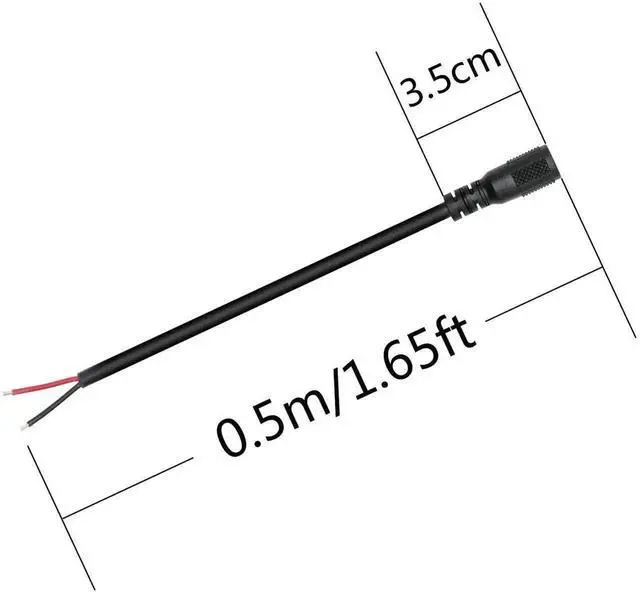 Alt view image 2 of 7 - 12V DC Power Pigtail Cable 2Pcs, 18AWG 0.5M/1.65FT DC 5.5mm x 2.1mm Female Plug to Bare Open End Wire, DC 5521 Female Pigtail Power Cord for DC Power Supply Repair, DIY Electronic Wiring Projects