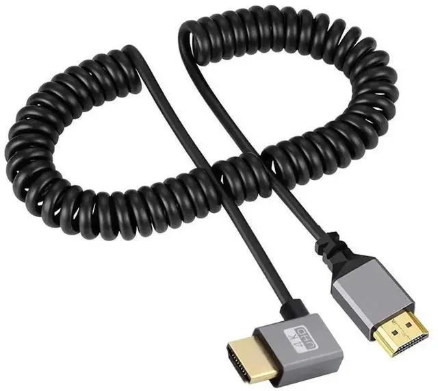 Alt view image 6 of 6 - 4K 60Hz HDMI 2.0 Coiled Cable, 90 Degree Right Angle HDMI Male to Male Stretchable Spring Cord for HDTV, Monitor, PC, Laptop