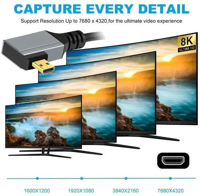 Alt view image 5 of 7 - 90 Degree Left Angled Coiled Micro HDMI 2.1 Cable, Micro HDMI Type-D Male to Standard HDMI Male, 8K@60Hz Stretch Spring Cable 100cm for Camera, Laptop, Monitor, HDTV