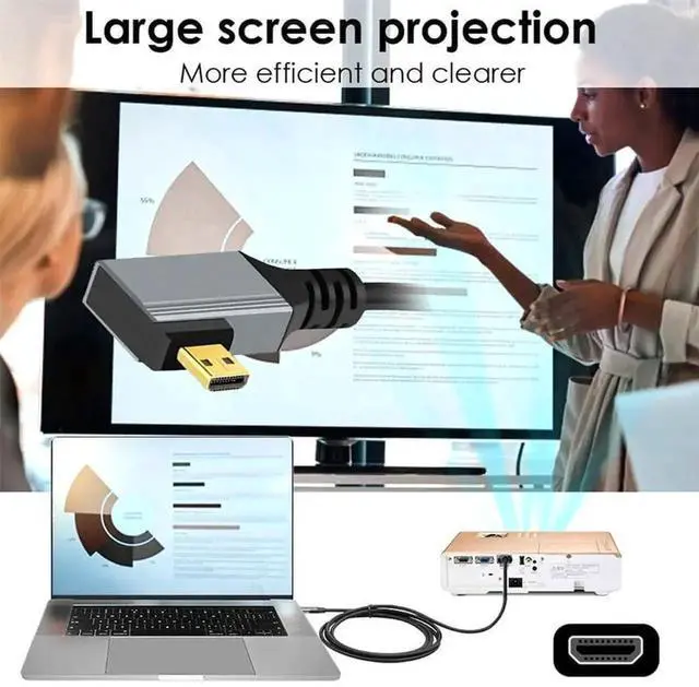 Alt view image 7 of 7 - 90 Degree Left Angled Coiled Micro HDMI 2.1 Cable, Micro HDMI Type-D Male to HDMI Male, 8K@60Hz Stretch Spring Cable 100CM for Camera, Laptop, Monitor, HDTV