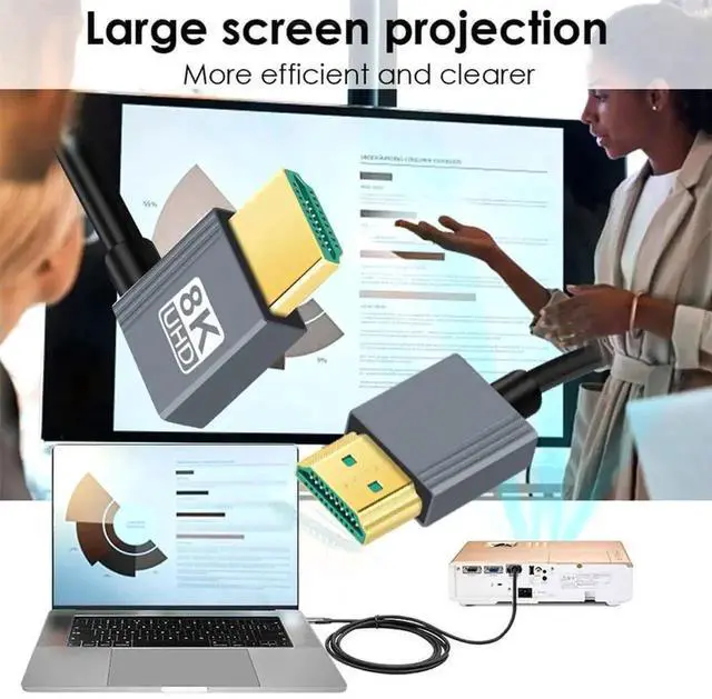Alt view image 6 of 7 - Left Angled HDMI 2.1 Coiled Cable, 90 Degree HDMI Male to Male Stretch Spring Cable, Supports 8K@60Hz, 100CM for Monitor, HDTV, Desktop PC, Laptop