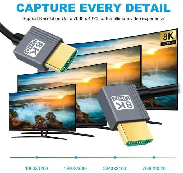 Alt view image 2 of 7 - Left Angled HDMI 2.1 Coiled Cable, 90 Degree HDMI Male to Male Stretch Spring Cable, Supports 8K@60Hz, 100CM for Monitor, HDTV, Desktop PC, Laptop