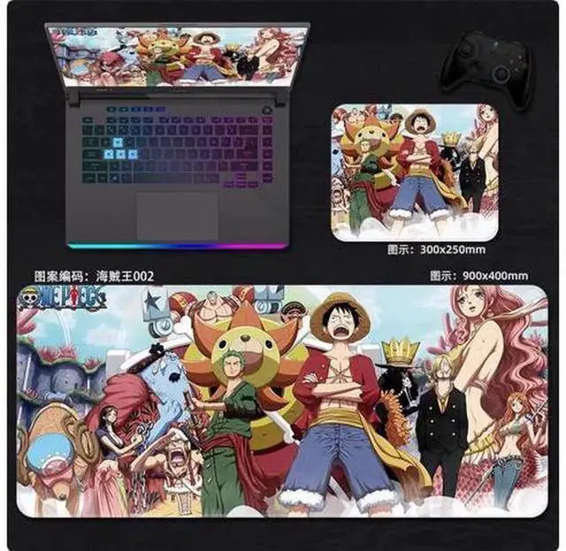Alt view image 3 of 7 - One Piece Anime Extended Gaming Mouse Pad, Large Desk Mat with Stitched Edges & Non-Slip Rubber Base, 300*250mm for Gaming Office Home