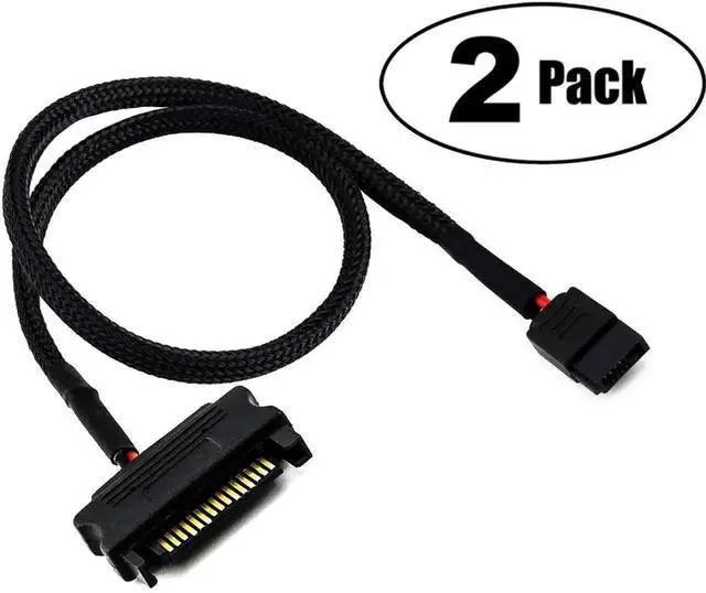 Alt view image 2 of 4 - 2 Pack 20 Inch SATA 15-Pin Male to 6-Pin Slimline Sleeved Power Adapter Cable, SATA 15Pin to Slimline 6Pin Power Converter Cord for Slim CD DVD Optical Drive, Compatible with Dell HP Lenovo ASUS Acer