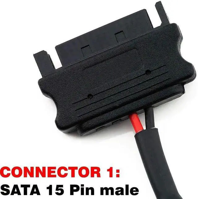 Alt view image 4 of 4 - 2 Pack 20 Inch SATA 15-Pin Male to 6-Pin Slimline Sleeved Power Adapter Cable, SATA 15Pin to Slimline 6Pin Power Converter Cord for Slim CD DVD Optical Drive, Compatible with Dell HP Lenovo ASUS Acer