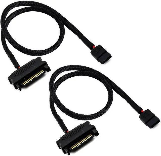 Main image of 2 Pack 20 Inches SATA 15-Pin Male to 6-Pin Slimline Sleeved Power Adapter Cable, SATA 15Pin to Slimline 6Pin Power Converter Cord for Slim CD DVD Optical Drive, Compatible with Dell HP Lenovo ASUS Ace