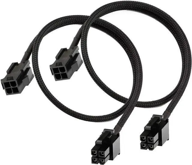 Main image of 2 Pack 24 Inches ATX CPU 4 Pin Extension Cable, 12V CPU 4Pin Female to Male Motherboard Power Extension Cord, Compatible with Standard ATX PSU for Desktop CPU Power Connection