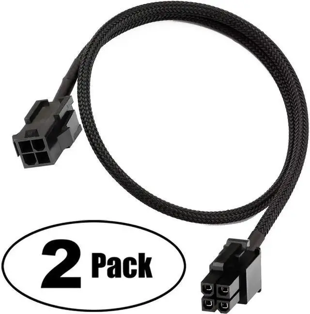 Alt view image 5 of 5 - 2 Pack 24 Inches ATX CPU 4 Pin Extension Cable, 12V CPU 4Pin Female to Male Motherboard Power Extension Cord, Compatible with Standard ATX PSU for Desktop CPU Power Connection