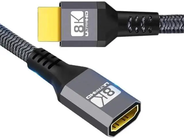 Main image of 0.5M HDMI 2.1 Extension Cable Male to Female, Ultra HD 8K@60Hz 4K@120Hz 48Gbps High Speed HDMI Extension Cord, Supports 3D Audio & Video, Black HDMI Extender Cable for Monitor, Game Console