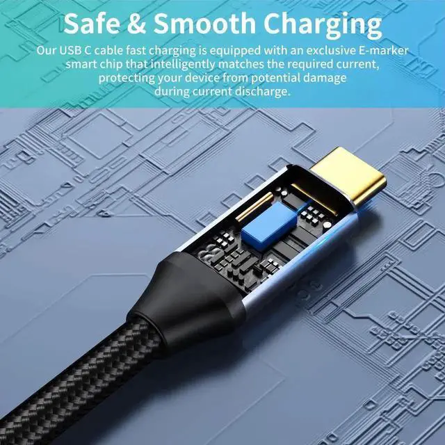 Alt view image 2 of 7 - 6.6FT USB C to USB C Data Transfer Cable, USB 3.1 Gen 2 Type-C Monitor Cable, Supports 4K Video, 10Gbps Data Speed & 100W PD Fast Charging, High Speed USB-C Cord Compatible with Laptops, Tablets, Exte