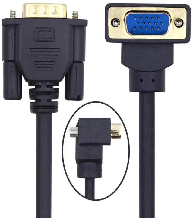 Main image of 3.3FT 90 Degree Down Angled VGA RGB Cable, Right Angle VGA Male to Straight Male Extension Cord, 3COAX+6C Construction for Computer Monitors, Projectors, Laptops and Display Devices, 1 Meter