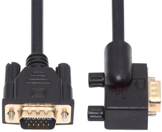 Main image of 3.3FT 90 Degree Left Angled VGA RGB Cable, Left Right Angle VGA Male to Straight Male Video Cord, 3COAX+6C Shielded Wiring for PC, Computer Monitor, Laptop, Projector, Industrial Display, 1 Meter VGA