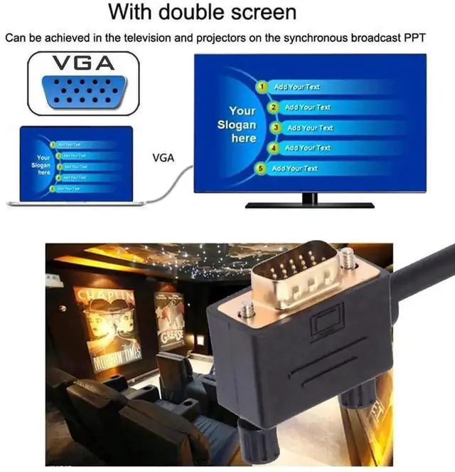 Alt view image 2 of 7 - 3.3FT 90 Degree Left Angled VGA RGB Cable, Left Right Angle VGA Male to Straight Male Video Cord, 3COAX+6C Shielded Wiring for PC, Computer Monitor, Laptop, Projector, Industrial Display, 1 Meter VGA
