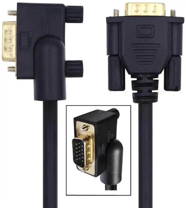 Alt view image 4 of 6 - 3.3FT 90 Degree Left Angled VGA RGB Cable, Left Angle VGA Male to Straight Male Extension Cord, 3COAX+6C Shielded Construction for Desktop PC, Laptop, Computer Monitor, Projector and Industrial Displa
