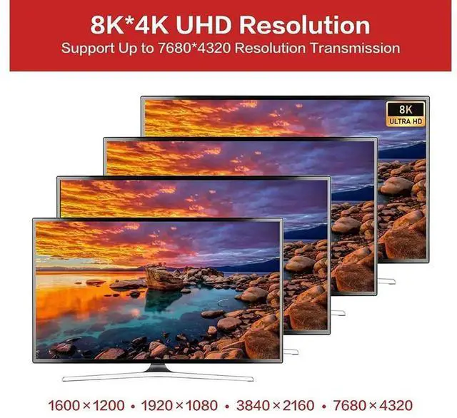 Alt view image 6 of 7 - 3.3FT DP 1.4 DisplayPort Cable, Nylon Braided High Speed Display Port Cord, Supports 8K@60Hz,4K@120Hz,2K,HDR,HBR3,HDCP 2.2,32.4Gbps Bandwidth, Compatible with Gaming Monitor, Laptop, PC, HD TV