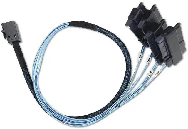 Alt view image 4 of 5 - 0.5M(1.6FT) Mini SAS HDD Cable, SFF-8643 to 4 SFF-8482 with 15-Pin Power Port, Internal Mini SAS Storage Configuration Cord for RAID Controller, Server Hard Drives, Storage Backplane