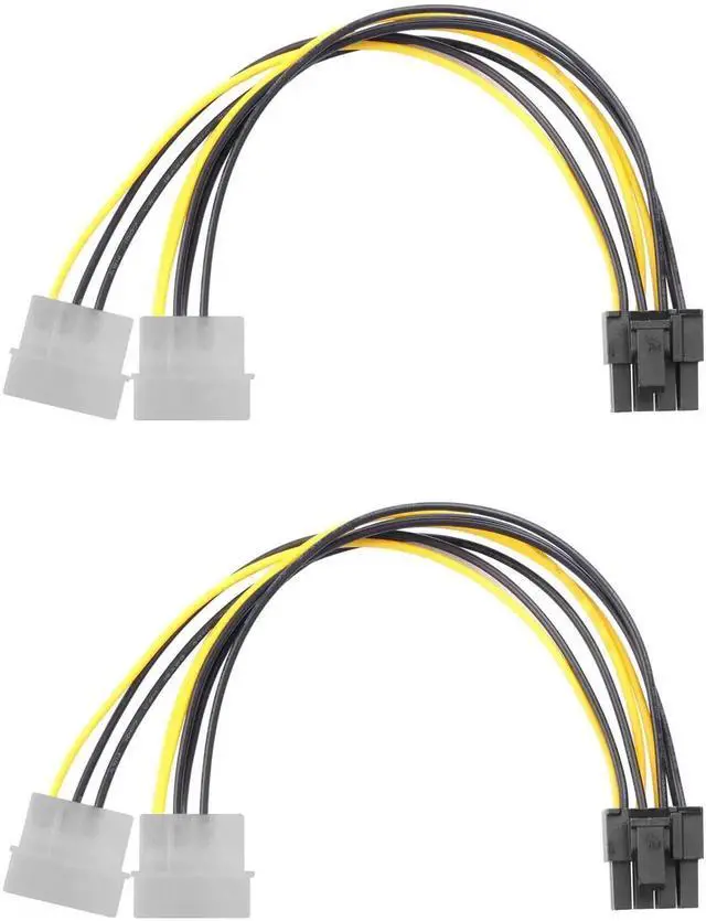 Main image of 2 Pack Dual 4 Pin Molex to PCIe 8 Pin (6+2) GPU Power Adapter Cable, 8.8in/22.8cm Modular Graphics Card Power Conversion Cord, Compatible with Gaming GPU and Mining Graphics Cards