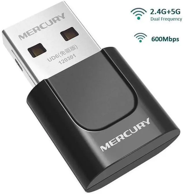 Main image of MERCURY 650M 11AC Dual Band USB WiFi Adapter, 2.4GHz & 5GHz Mini Wireless Network Card, 650Mbps USB Wi-Fi Receiver, Supports Windows XP/7/8/10 (32bit & 64bit), for Desktop PC and Laptop