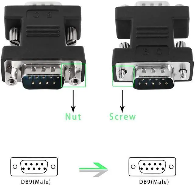 Alt view image 6 of 6 - DB9 RS232 Male to Male Serial Adapter, 9 Pin DB9 Male to DB9 Male Coupler Extender Connector, Serial Port Converter for Industrial Equipment, POS Machine and Serial Communication Devices, Black