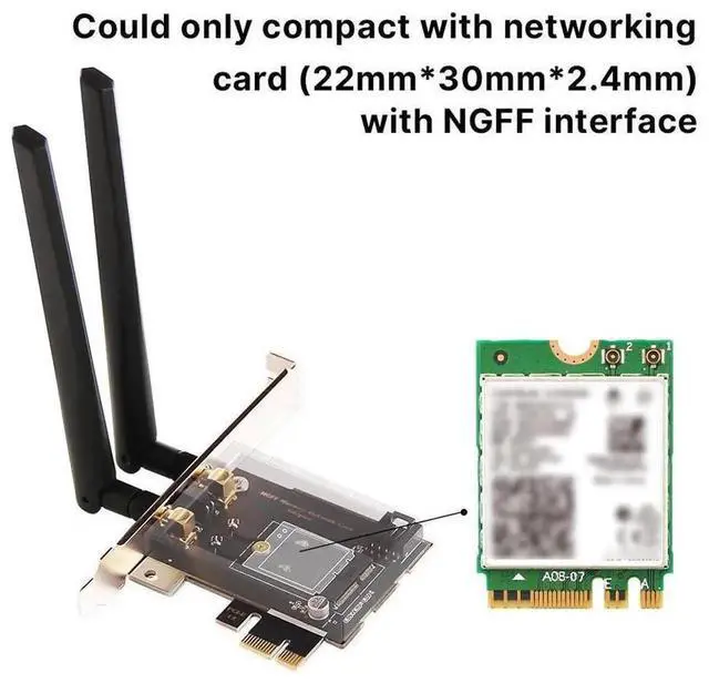 Alt view image 3 of 6 - FV-102 M.2 2230 Key A+E to PCI-E Wireless Adapter, NGFF M.2 WiFi Bluetooth Converter Card, Supports WiFi 6E AX210, WiFi 6 AX200, 9260, 8265, MT7921K, Compatible with PCIe X1/X4/X8/X16 Desktop Slots