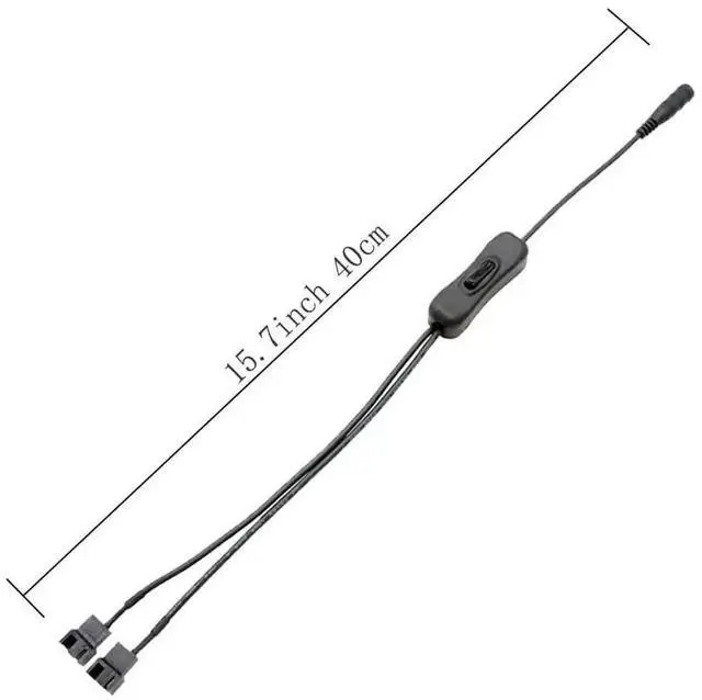 Alt view image 5 of 6 - 15.7 Inch DC Power Jack to Dual 3/4-Pin PC Fan Adapter Cable with ON/OFF Switch, DC Plug to Twin 3Pin & 4Pin Cooling Fan Power Cord for Computer Case Fans