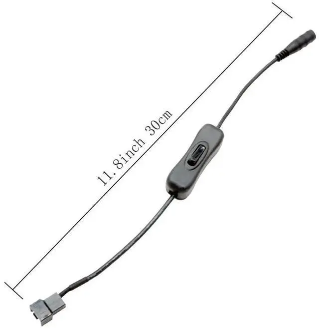 Alt view image 4 of 6 - 11.8 Inch DC Power Plug to 3/4-Pin PC Fan Power Adapter Cable with ON/OFF Switch, DC Jack to 3Pin/4Pin Cooling Fan Power Cord for Computer Case Fan