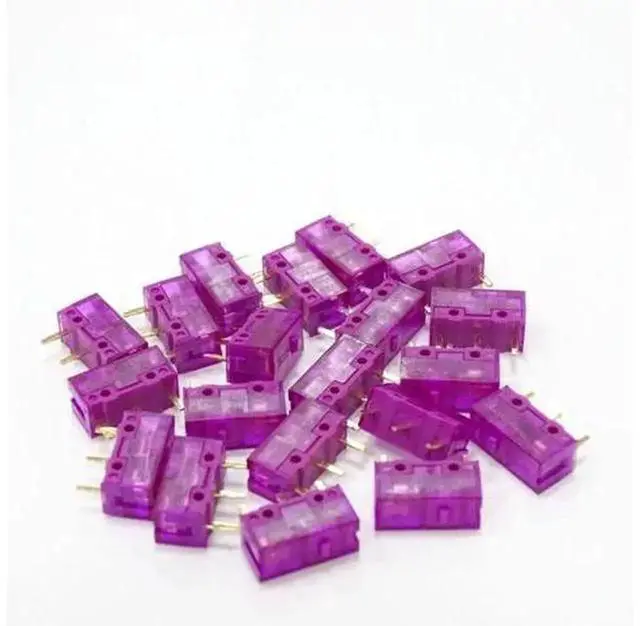 Alt view image 4 of 6 - 2 Pack 3 Pin Purple Dot Micro Switch, 0.7N Actuation Force 150M Clicks Micro Button Replacement Switches for Gaming Mouse