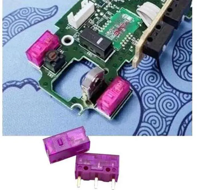 Alt view image 2 of 6 - 2 Pack 3 Pin Purple Dot Micro Switch, 0.7N Actuation Force 150M Clicks Micro Button Replacement Switches for Gaming Mouse