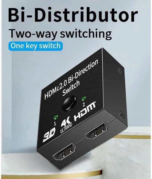 Alt view image 4 of 7 - Bi-Directional HDMI Switcher 2 Port, 4K HDMI Manual Switch 2x1 /1x2 HDMI Splitter Adapter, HDMI Passthrough, No External Power Supply, Supports 4K@2K, 1080P for HDTV Monitor Projector