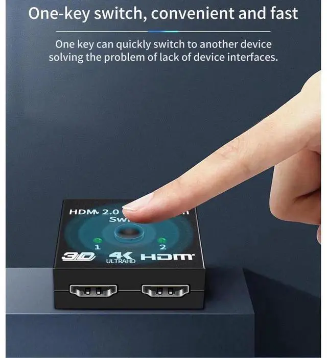 Alt view image 5 of 7 - Bi-Directional HDMI Switcher 2 Port, 4K HDMI Manual Switch 2x1 /1x2 HDMI Splitter Adapter, HDMI Passthrough, No External Power Supply, Supports 4K@2K, 1080P for HDTV Monitor Projector