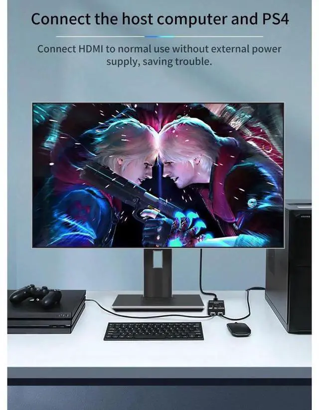 Alt view image 7 of 7 - Bi-Directional HDMI Switcher 2 Port, 4K HDMI Manual Switch 2x1 /1x2 HDMI Splitter Adapter, HDMI Passthrough, No External Power Supply, Supports 4K@2K, 1080P for HDTV Monitor Projector