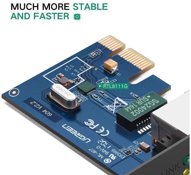 Alt view image 3 of 6 - PCI Express Gigabit Ethernet Network Card, 10/100/1000Mbps RJ45 LAN Adapter PCI-E Network Controller Card for Desktop PC