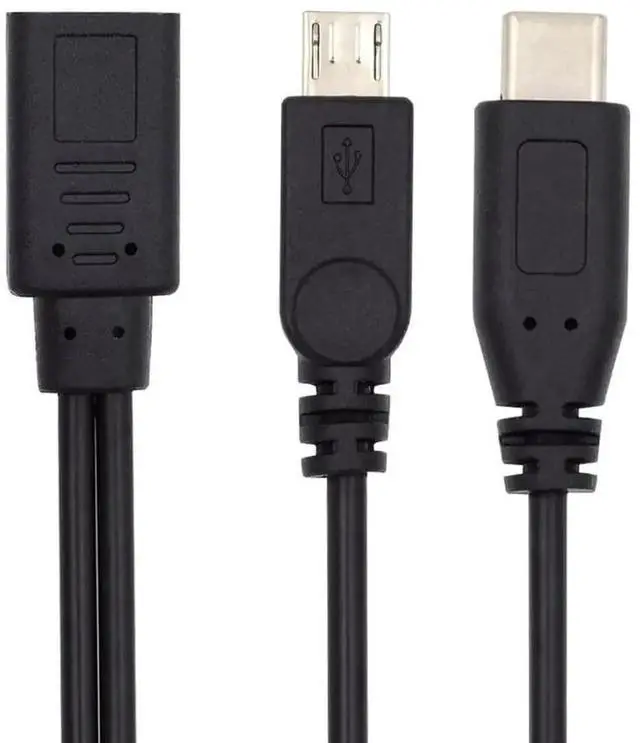 Main image of USB-C Female to Micro USB Male & USB-C Female Splitter Extension Charging Cable 30CM, USB 3.1 Type-C Dual Port Power Cord for Charging, Portable Charger Adapter Cable