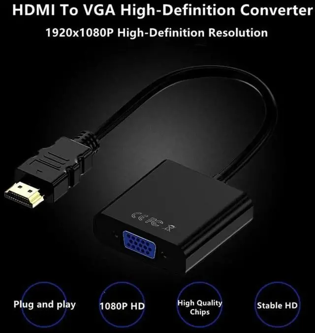 Alt view image 7 of 7 - HDMI to VGA Converter Cable 20CM White, High Definition HDMI to VGA Video Adapter Cord, Compatible with Laptop, Monitor, Projector, DVD Player