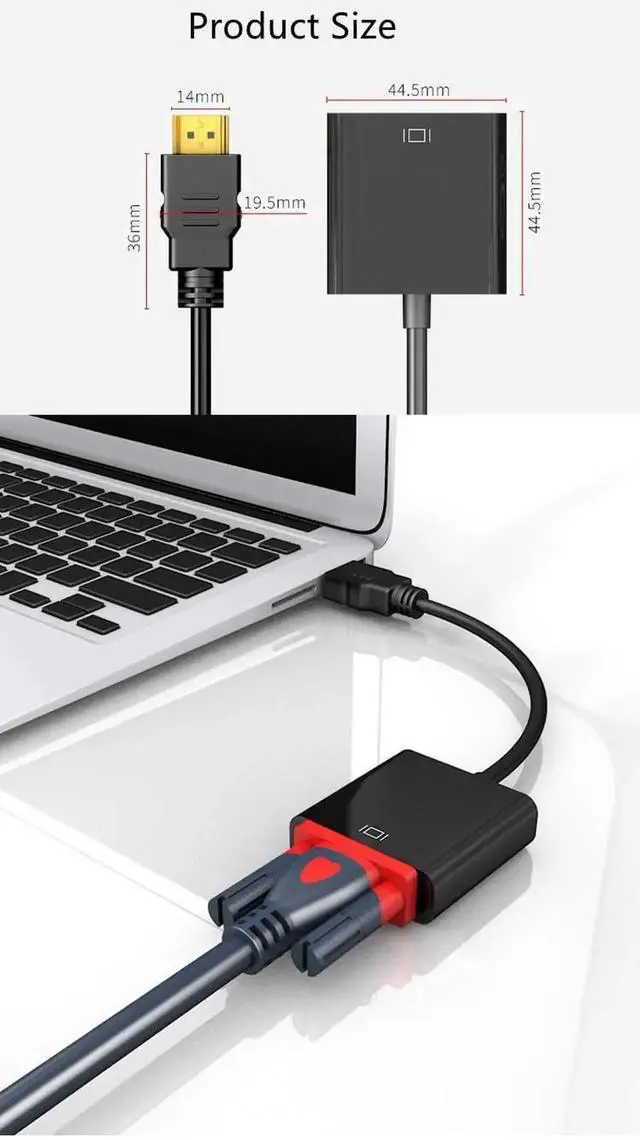 Alt view image 5 of 7 - HDMI to VGA Converter Cable 20CM White, High Definition HDMI to VGA Video Adapter Cord, Compatible with Laptop, Monitor, Projector, DVD Player