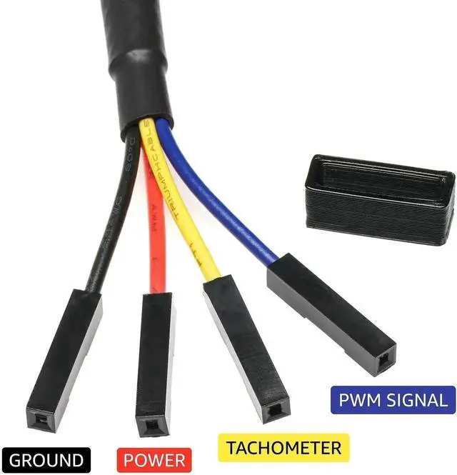 Alt view image 2 of 4 - Universal 4-Pin PWM PC Fan Adapter Cable, 6 Inch Black Sleeved 2.54mm Breakout Cooling Fan Cord, Compatible with Non-Standard PC Fan Headers