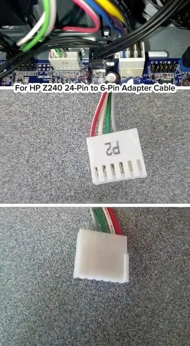 Alt view image 2 of 5 - 24 Pin to 6 Pin ATX Power Adapter Cable, 33cm (13 Inch) PSU Conversion Cord Compatible with HP Z220 Z230 SFF MT TWR, ProDesk 600 G1, EliteDesk 800 G1, 4000 6005 8300