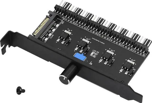 Main image of 8 Channels PC Fan Speed Controller with Knob, 12V PWM Cooling Fan Hub, PCI Bracket Mount, SATA Power Supply, Manual Speed Adjustment for CPU Case VGA HDD Fans