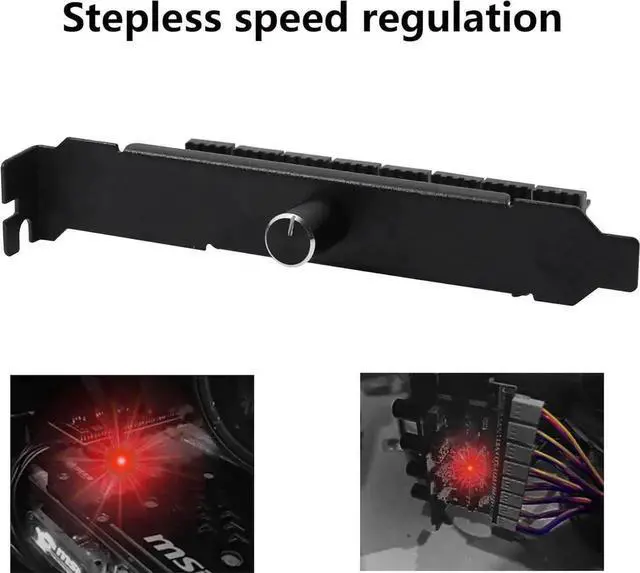 Alt view image 7 of 7 - 8 Channels PC Fan Speed Controller with Knob, 12V PWM Cooling Fan Hub, PCI Bracket Mount, SATA Power Supply, Manual Speed Adjustment for CPU Case VGA HDD Fans